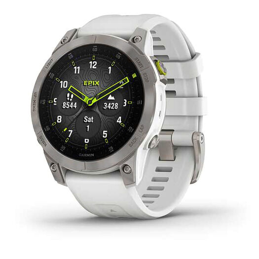 Garmin Epix Sapphire Titanium Bezel White Strap Watch