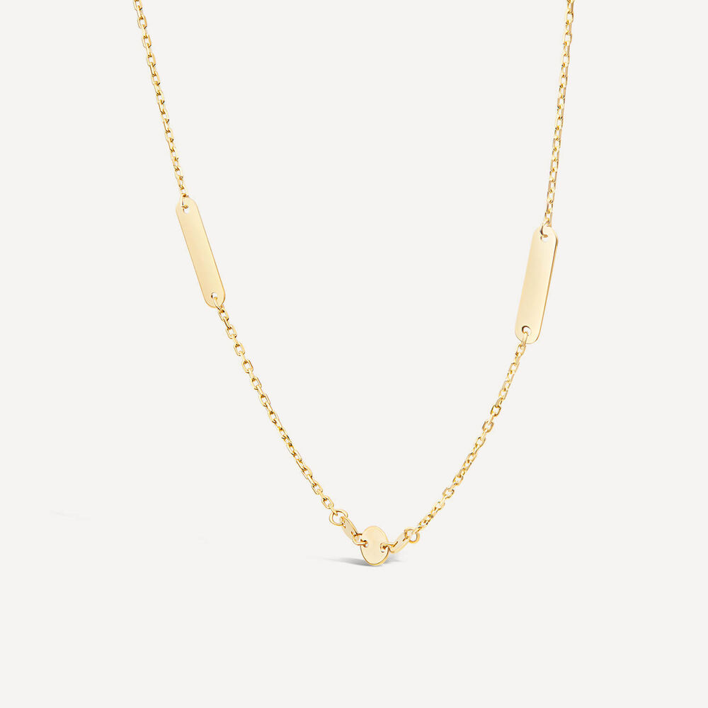 9ct Yellow Gold Polished Discs & Bar Necklet image number 2