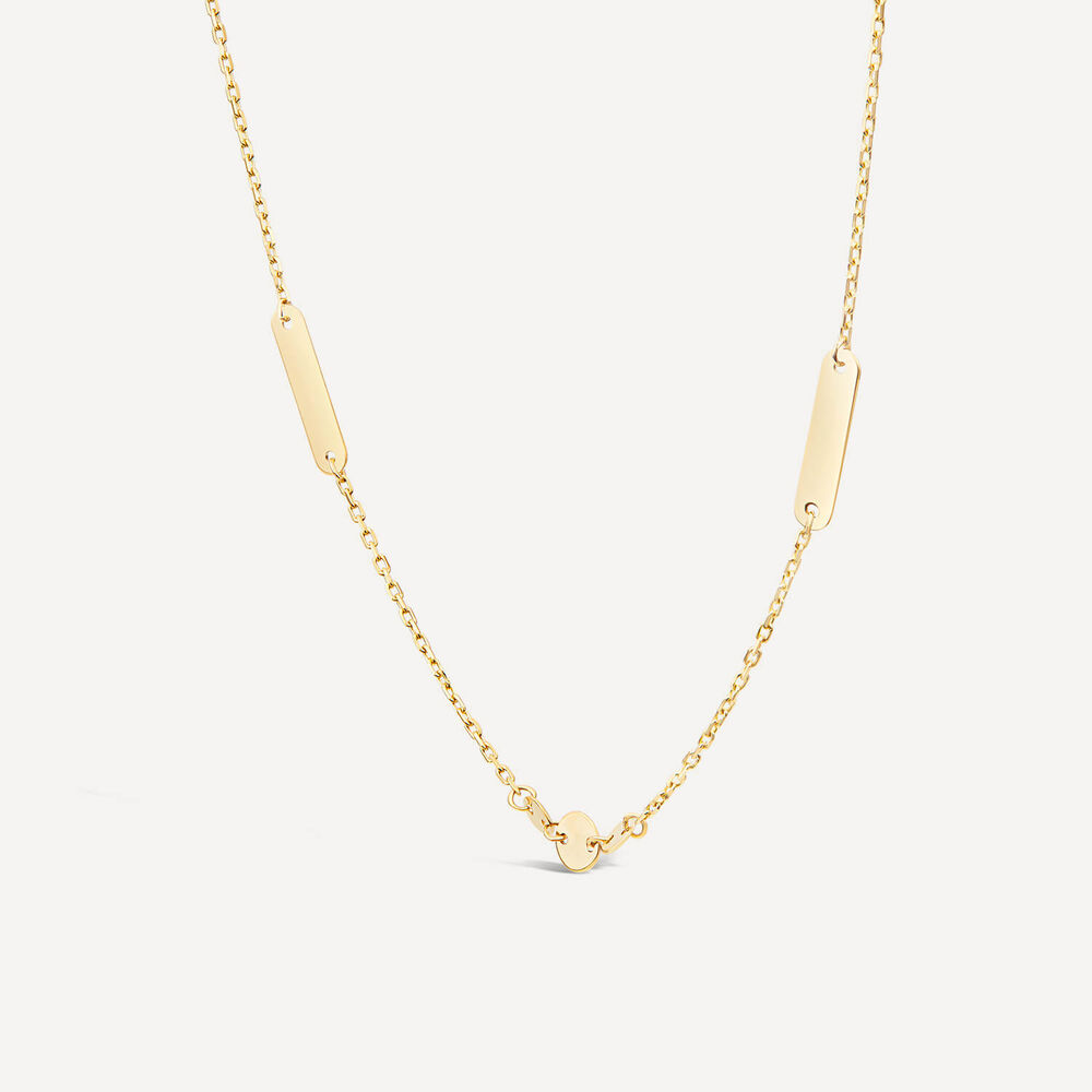9ct Yellow Gold Polished Discs & Bar Necklet