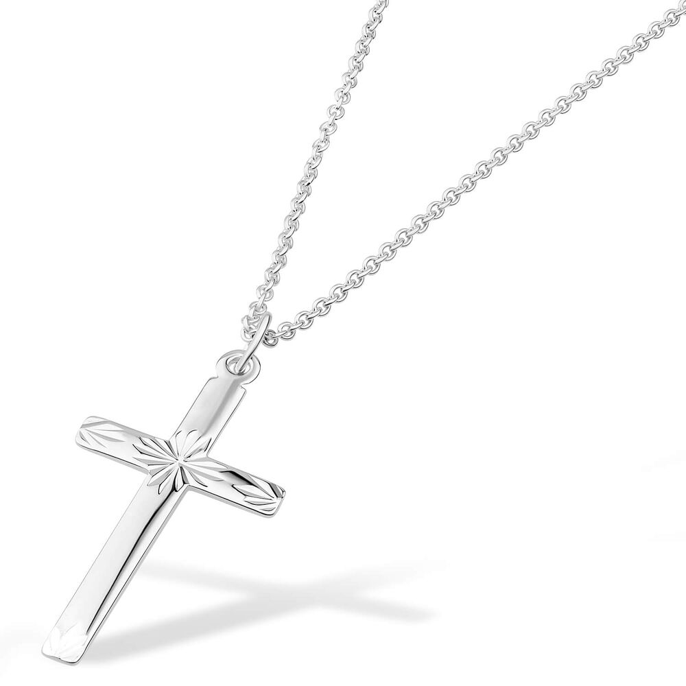 Sterling Silver 16mm x 33mm Cross Necklace (Chain Included)