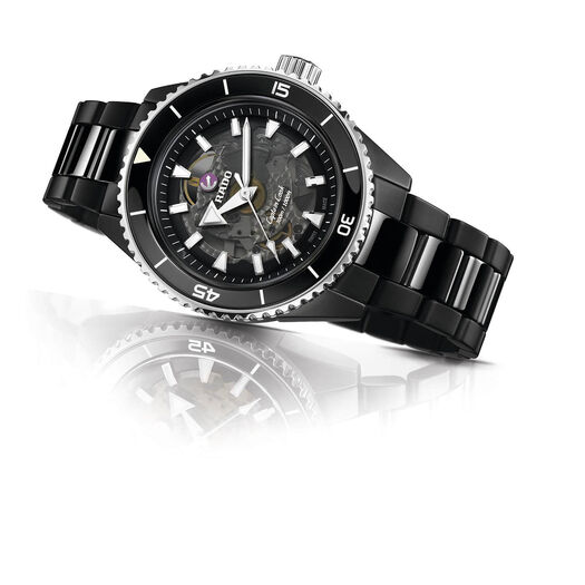 Rado Captain Cook 43mm Black Ceramic Steel Bezel Case Bracelet Watch