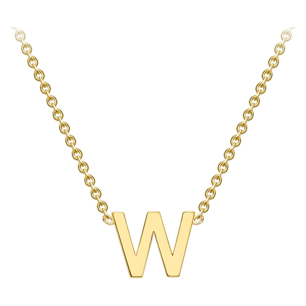 9 Carat Yellow Gold Petite Initial W Necklet (Special Order) image number 1