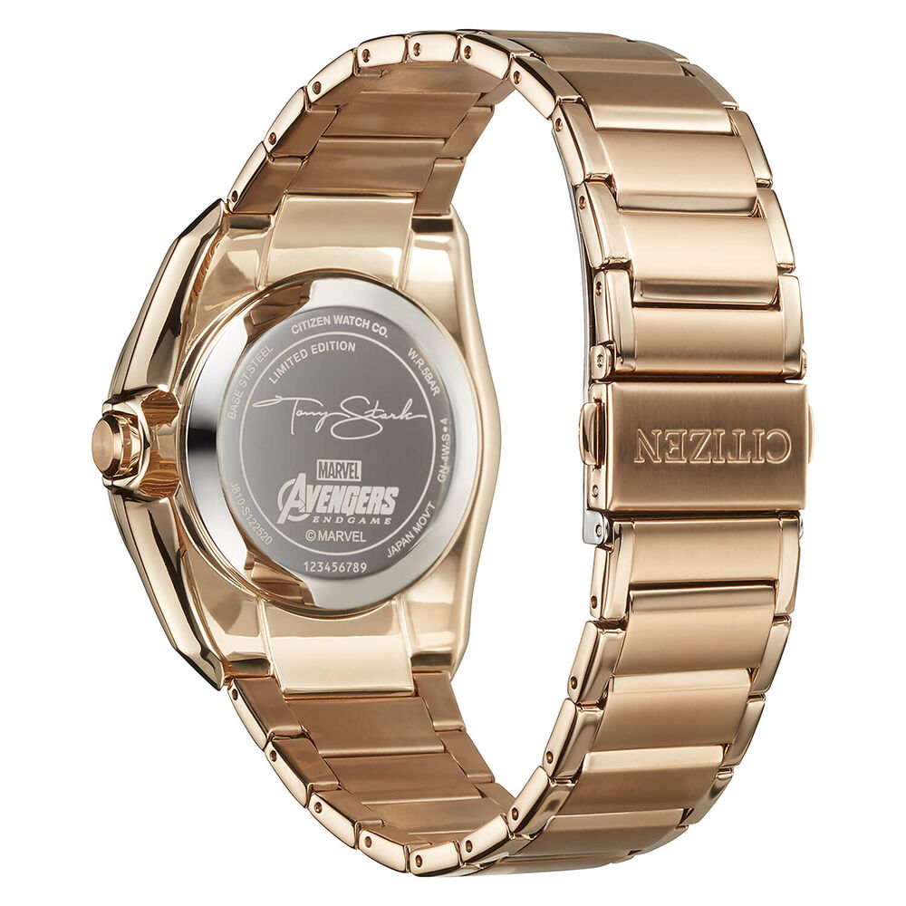Citizen Marvel Tony Stark Limited Edition Black Dial Rose Gold PVD Case Bracelet Watch