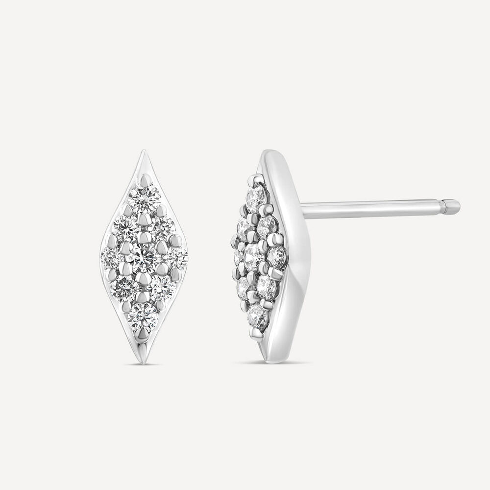 9ct White Gold 0.24ct Diamond Shape Pave Diamond Stud Earrings