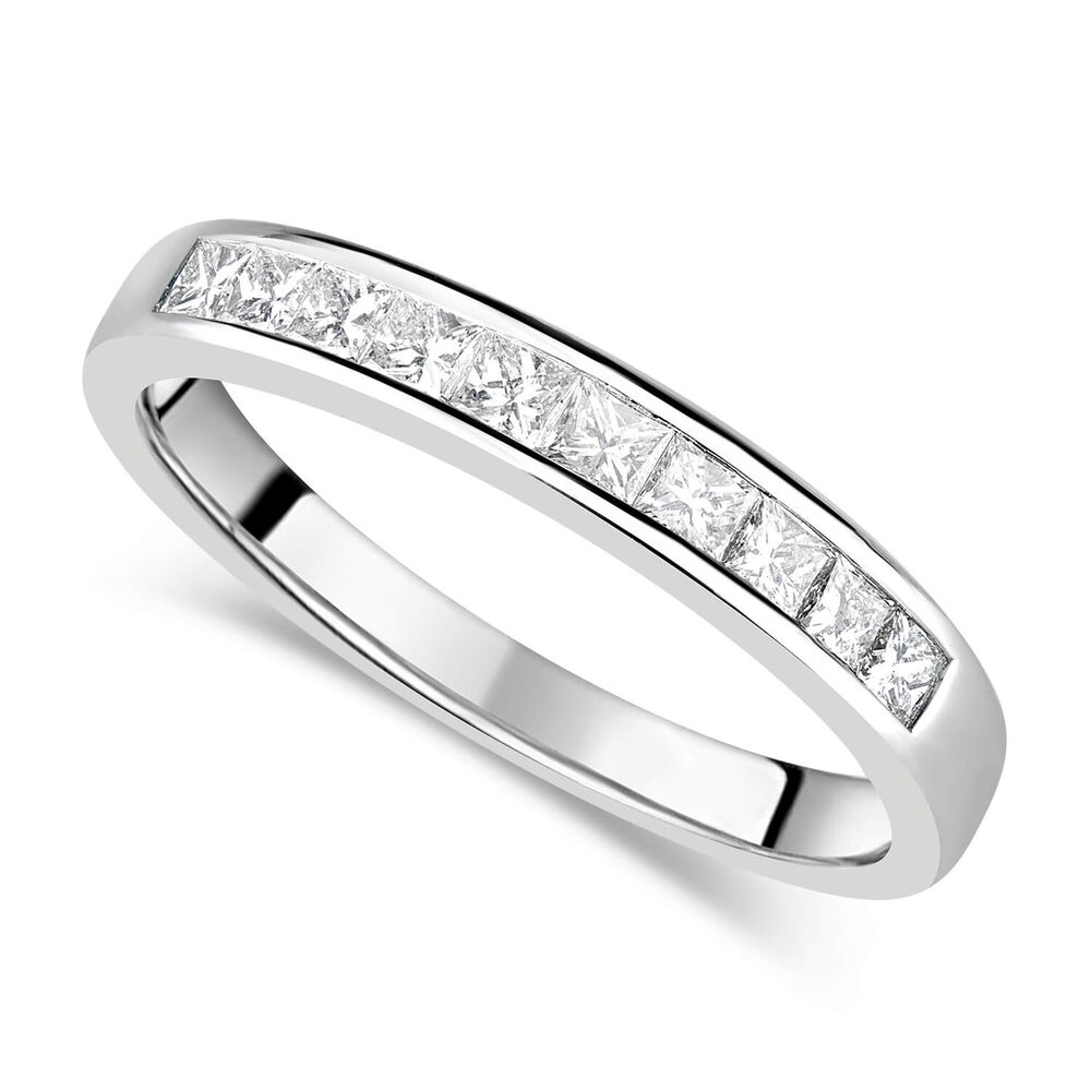 18ct white gold 0.50 carat princess cut diamond eternity ring image number 0