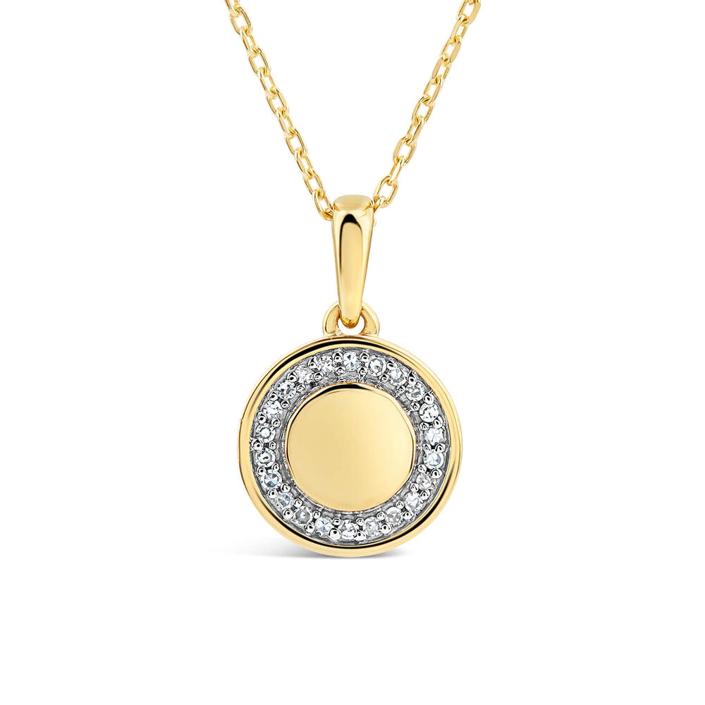 9ct Yellow Gold 0.05ct Diamond Circle Disc Pendant image number 0
