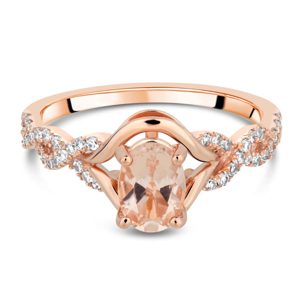 9ct Rose Gold 0.22ct Diamond Twist And Morganite Ring image number 4