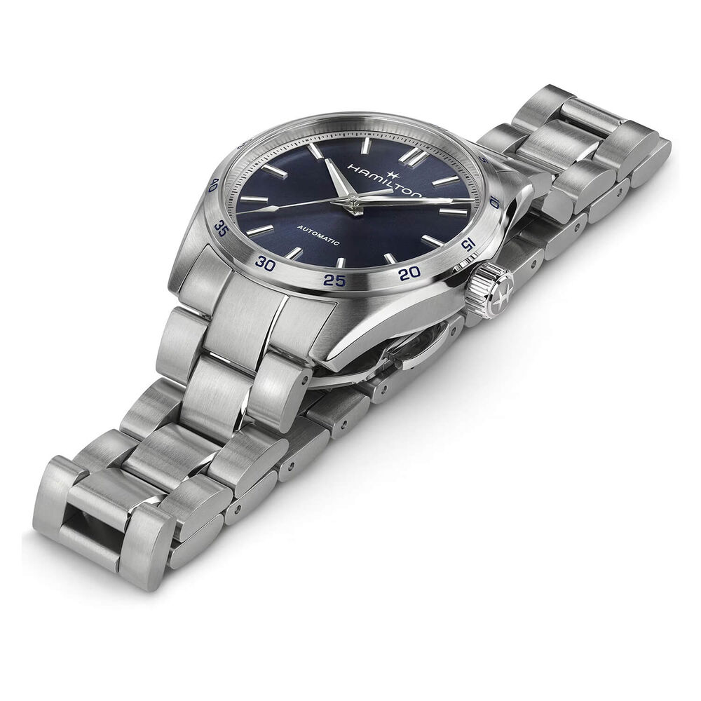 Hamilton Jazzmaster Performer Auto 34mm Blue Dial Steel Bracelet Watch image number 2