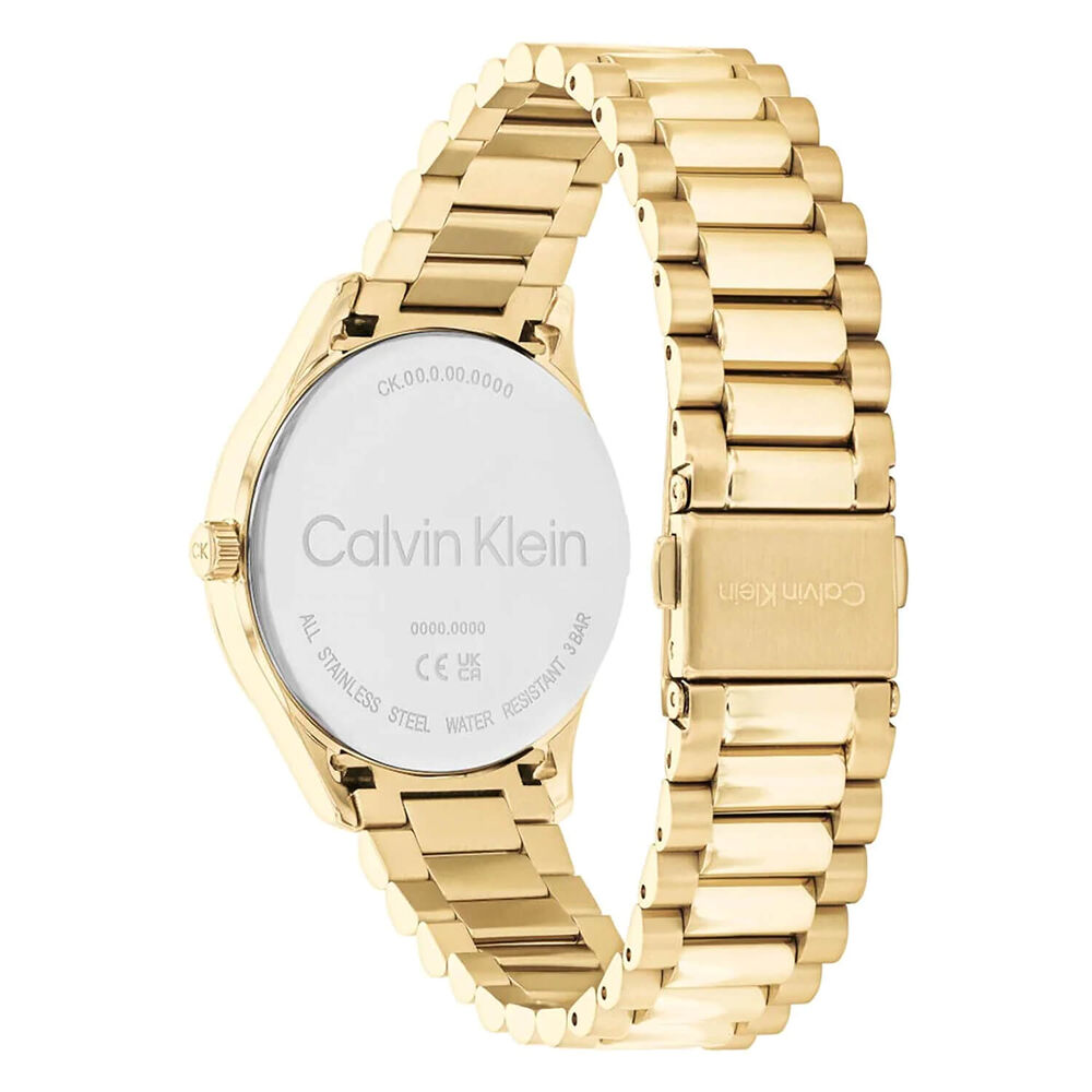 Calvin Klein Burst 35mm White Dial Yellow Gold Plated IP Case Bracelet Watch