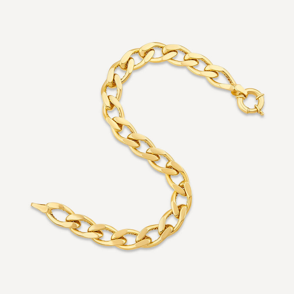 9ct Yellow Gold Fancy Diamond Cut Curved Link Bracelet image number 3