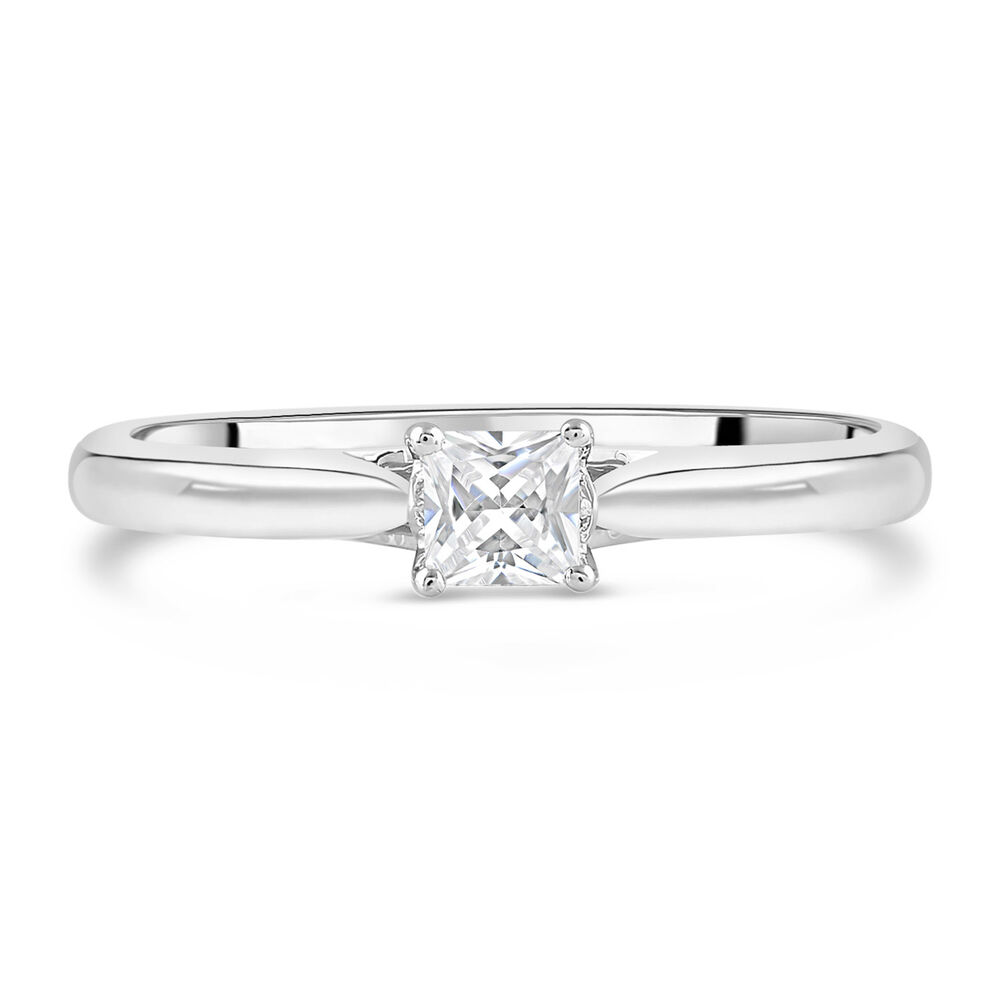 18ct White Gold 0.25ct Princess Diamond Orchid Setting Ring image number 1