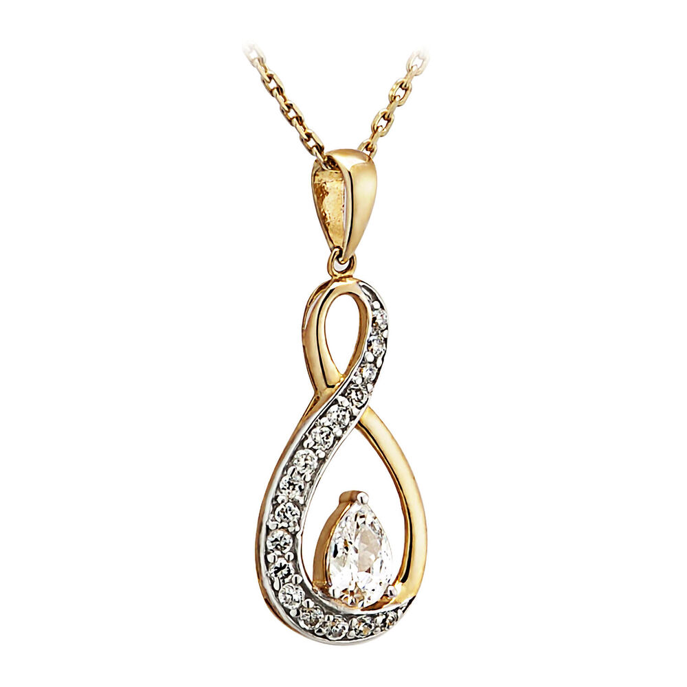 9ct Gold Cubic Zirconia Pendant (Chain Included)