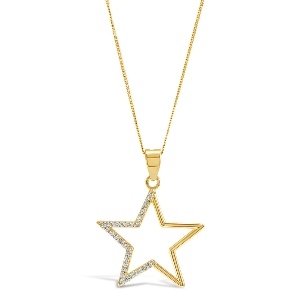 9ct Yellow Gold Cubic Zirconia Set Star Pendant image number 0