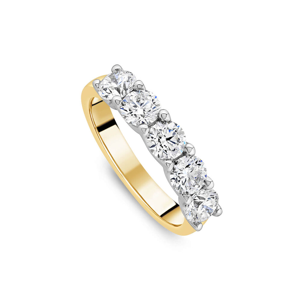 Born 18ct Yellow Gold 1.50ct Lab Grown 5 Stone Half Eternity Diamond Ring image number 0