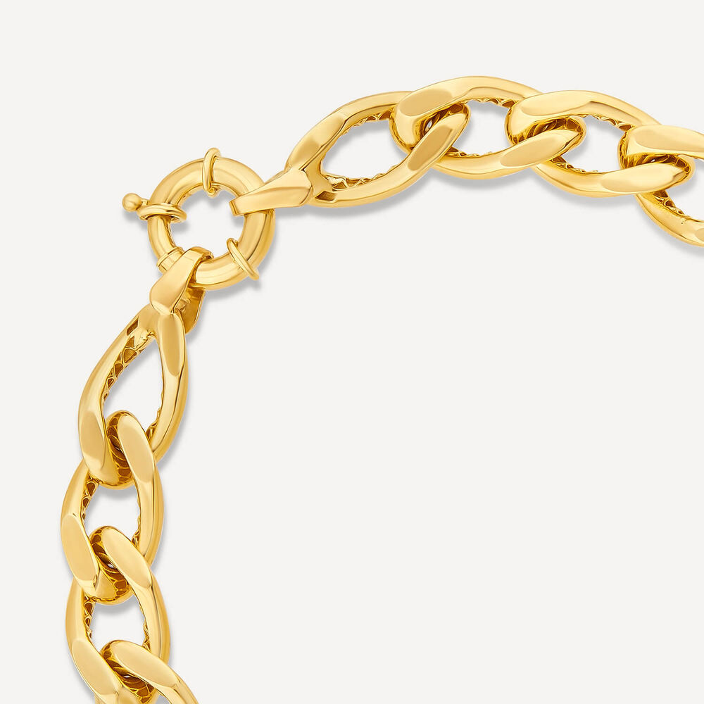 9ct Yellow Gold Fancy Diamond Cut Curved Link Bracelet image number 4