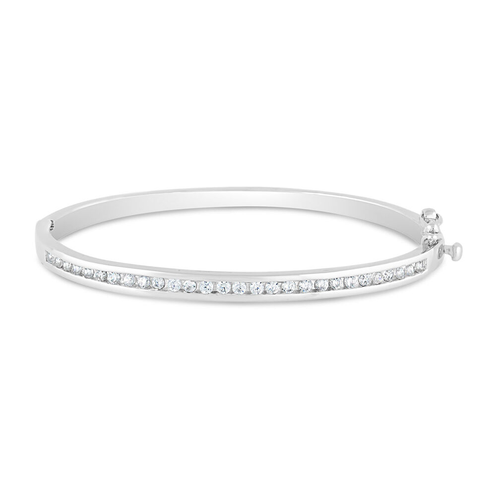 Sterling Silver Cubic Zirconia Baby Bangle image number 0