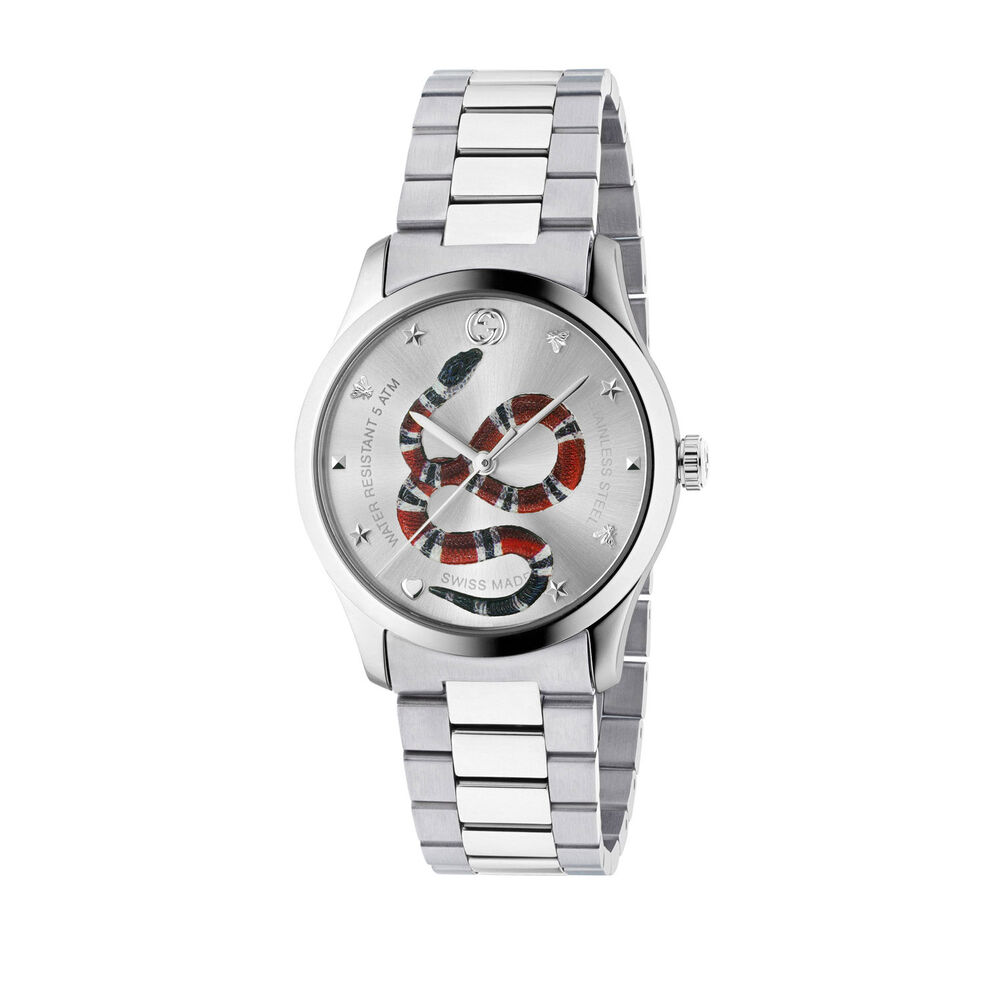 Gucci G-Timeless 38mm Quartz Snake Dial Stainless Steel Men's Watch image number 0