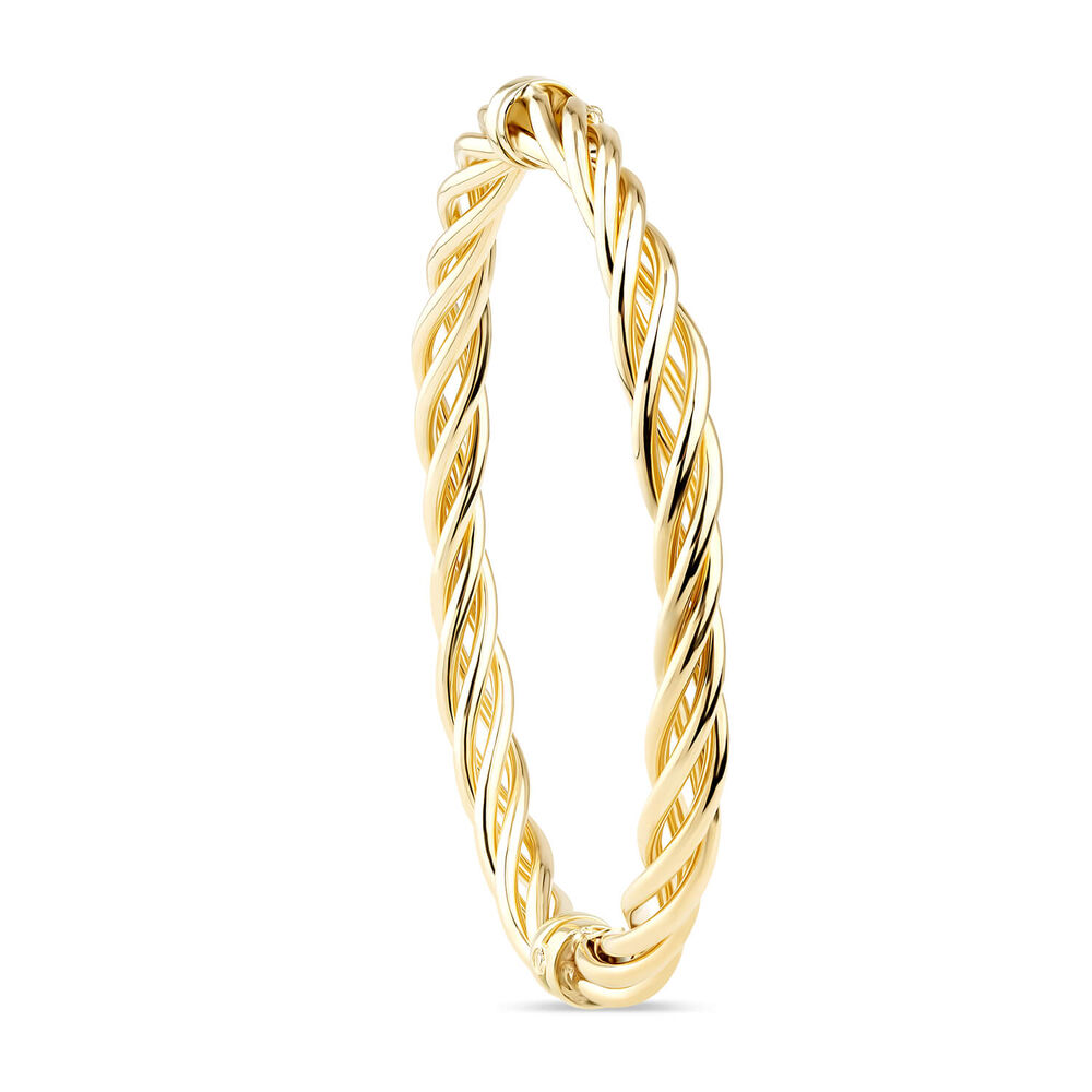 9ct Yellow Gold Elegant Plaited Twist Ladies Bangle Bracelet image number 2