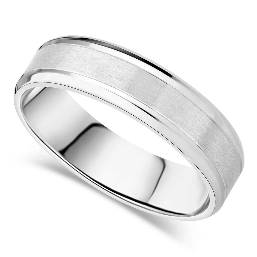 Palladium 500 Brushed Centre Mens Wedding Ring image number 0