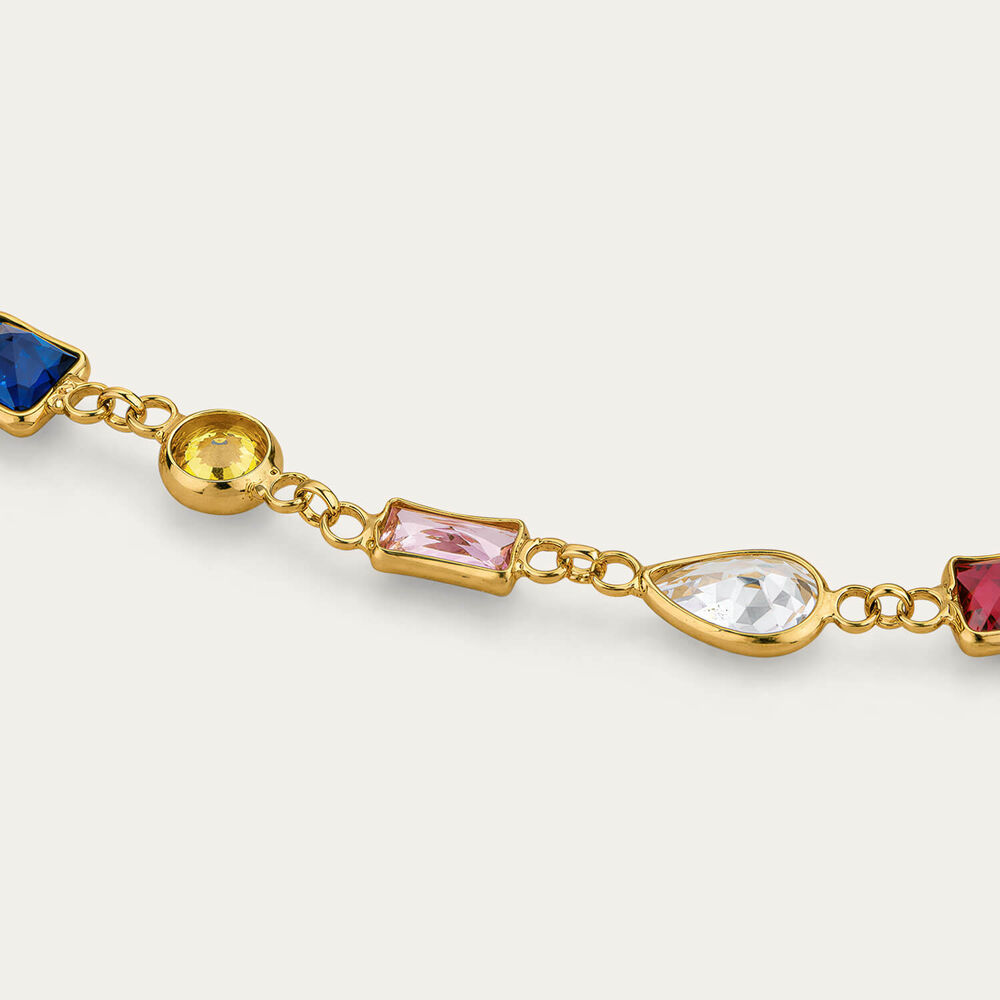 Yellow Gold Plated Sterling Silver Mullti Shape Colour Cubic Zirconia Bracelet
