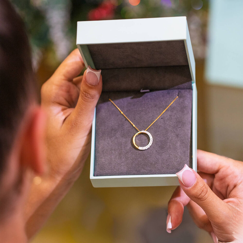 9ct Yellow & White Gold 0.33ct Diamond Eternal Circle Pendant image number 6