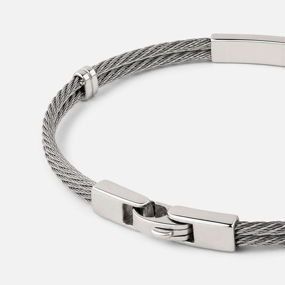 Stainless Steel Wire & Bar 14ct Gold Accent Bracelet