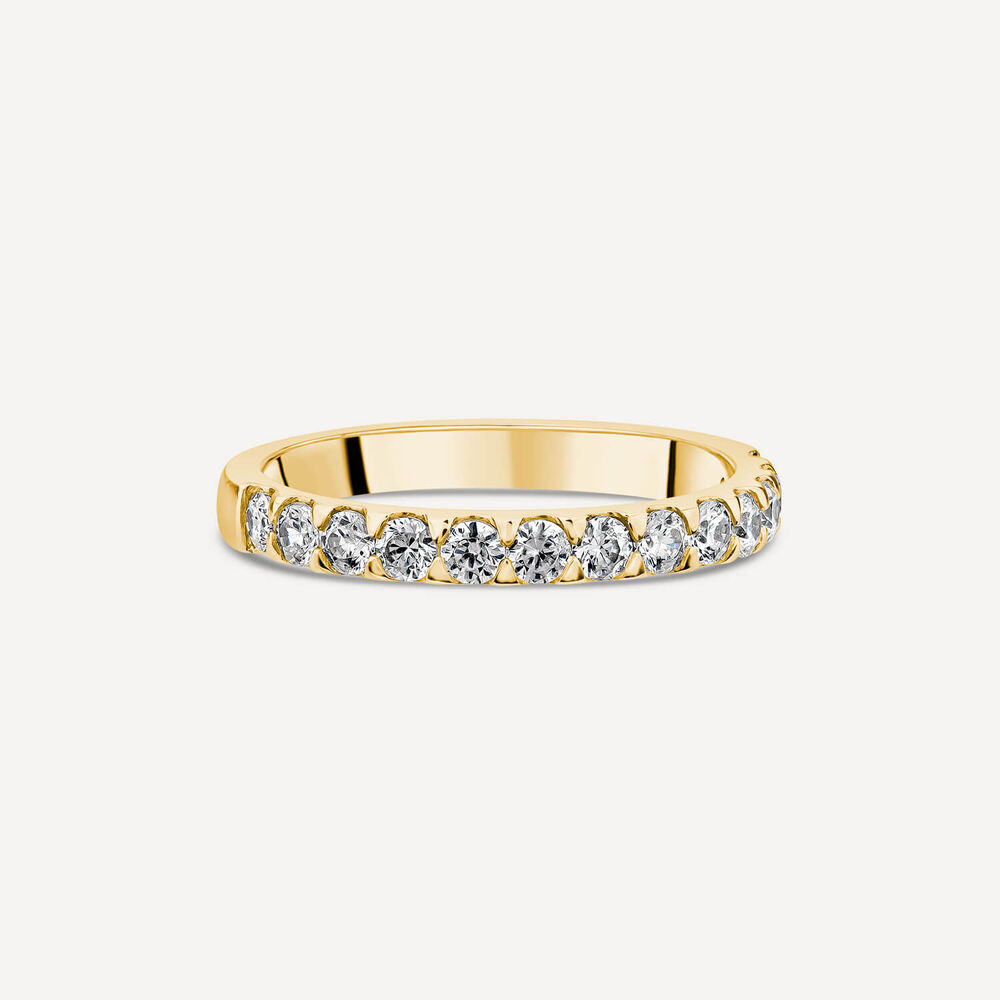 18ct Yellow Gold 2.5mm 0.45ct Round Diamond Triangle Claw Wedding Ring image number 2