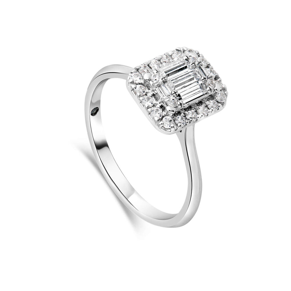 Kathy De Stafford 18ct White Gold ‘Megan’ Rectangular Baguette Centre Cluster 0.45 Carat Ring