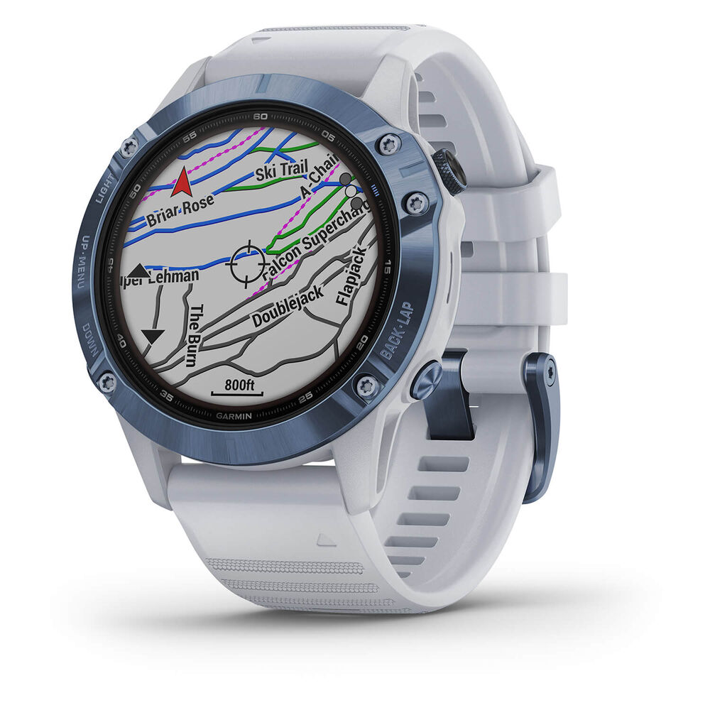 Garmin Fenix 6 Pro Solar Whitestone Silicone Strap Smartwatch image number 3
