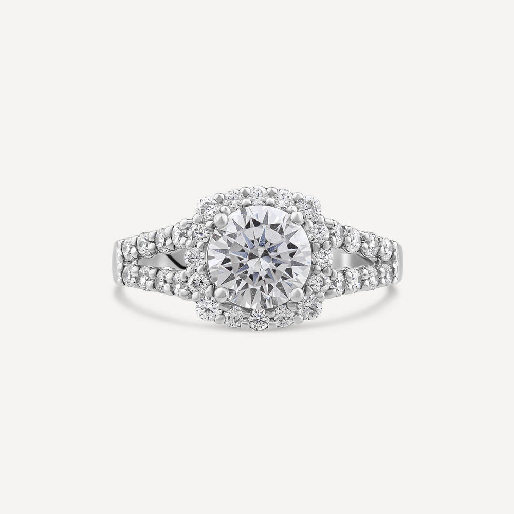 9ct White Gold Cubic Zirconia Open Halo Shoulders Ring image number 1