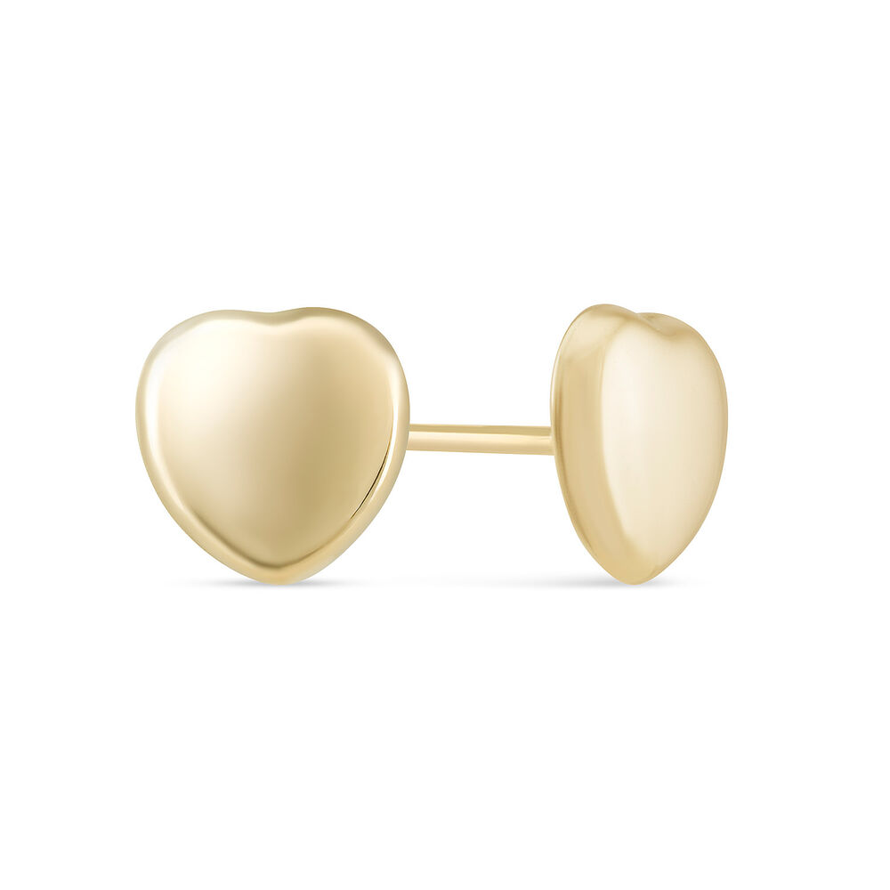 9ct Yellow Gold Polished Plain Heart Stud Earrings image number 1
