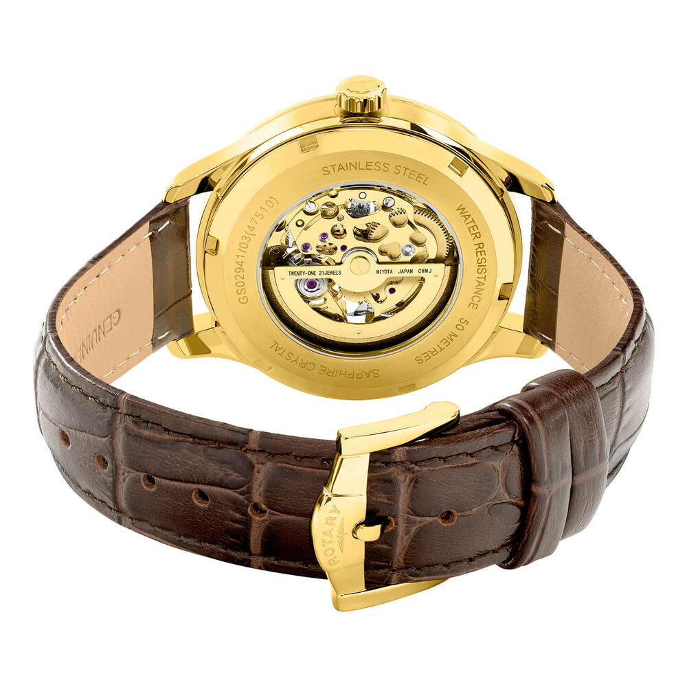 Rotary Greenwich 42mm Silver Dial Brown Leather Strap Watch