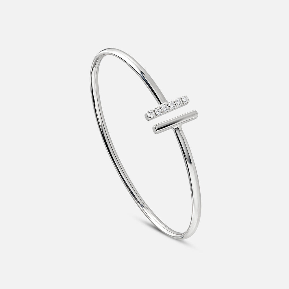 Born Axis Sterling Silver 0.30ct Lab Grown Diamond Two Bar Bangle