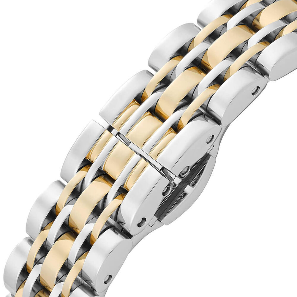Emporio Armani 32mm MOP Dial Two Tone Steel Bracelet Watch & Gold Tone Bracelet Gift Set