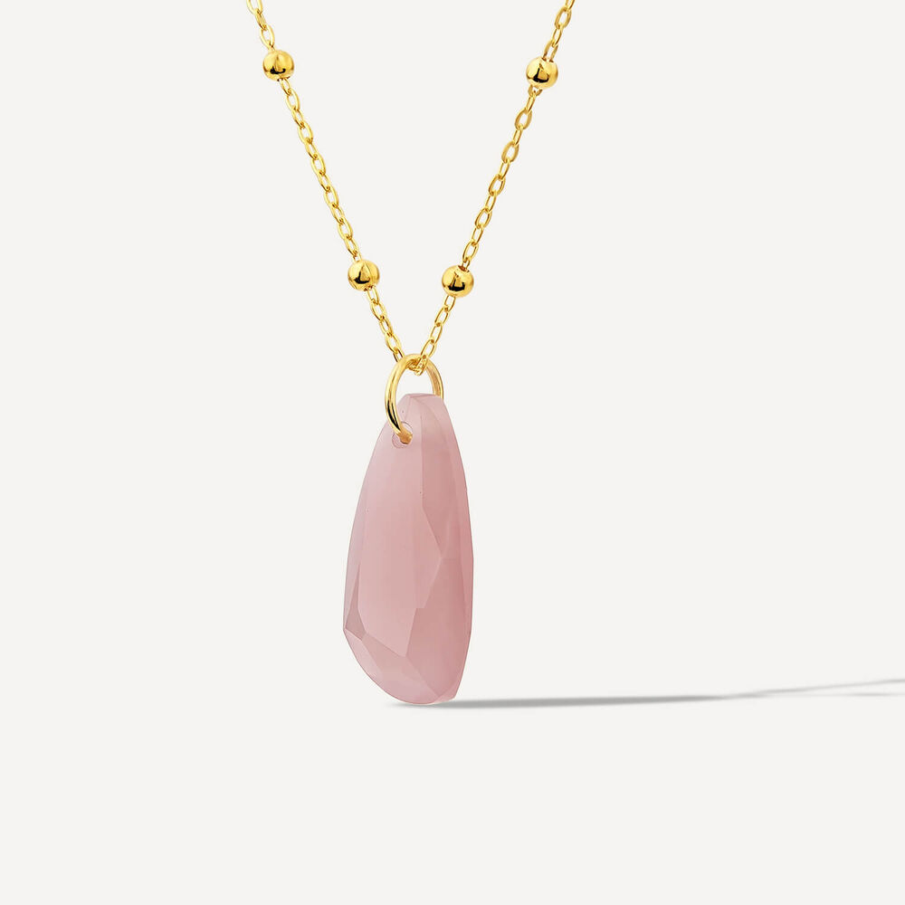 9ct Yellow Gold Peachy Chalcedony Pebble Pendant image number 1