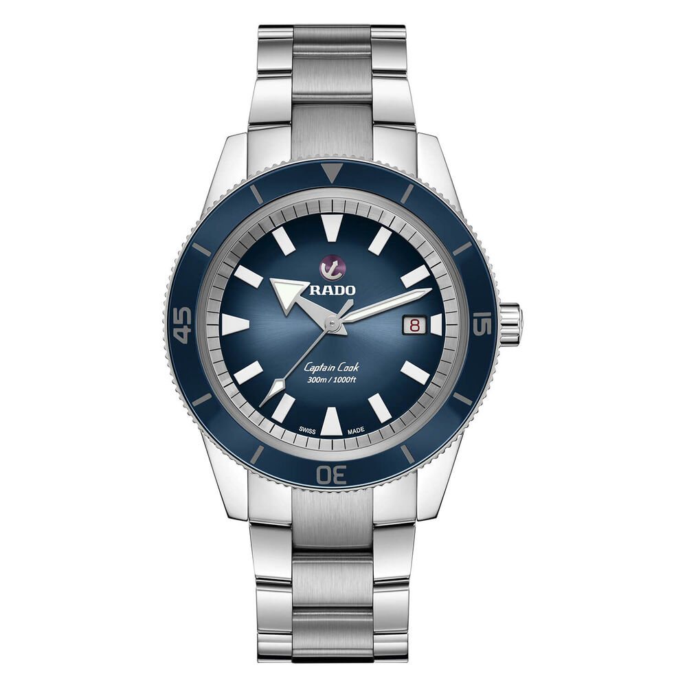 Rado Captain Cook 42MM Blue Sunray Dial Blue Bezel Bracelet Watch