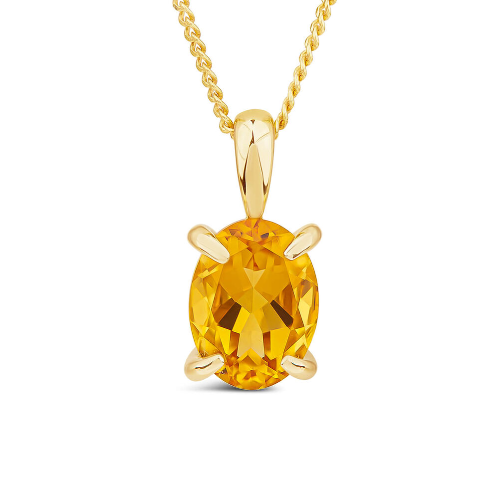 9ct Yellow Gold Oval Citrine Pendant