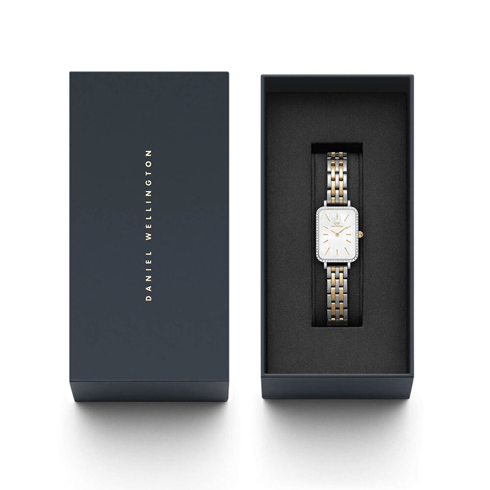 Daniel Wellington Quadro 20x26mm Mother of Pearl Dial Two Toned Stainless Steel Bracelet Watch image number 3