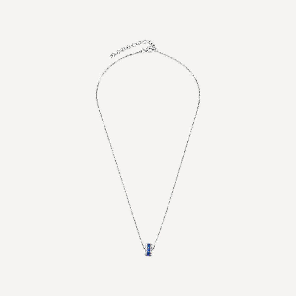 Sterling Silver Blue & White Cubic Zirconia Barrel Shaped Pendant image number 2