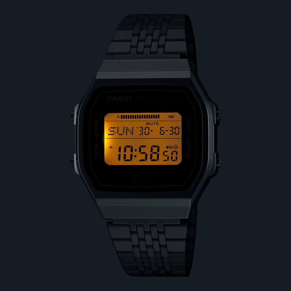 Casio Vintage 41.6x37.9mm Black Digital Display Steel Bracelet Watch
