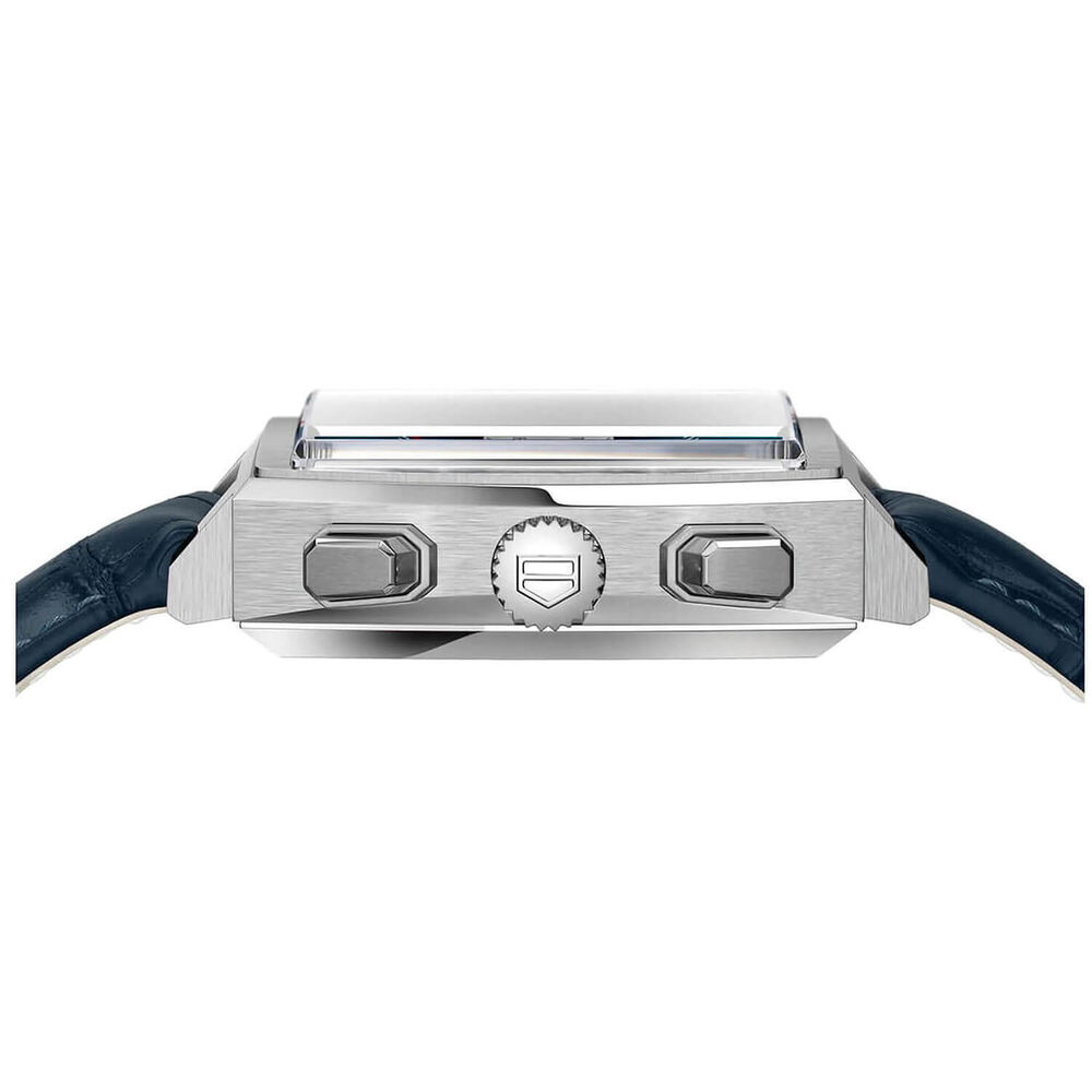 TAG Heuer Monaco Chronograph 39mm Blue Dial Leather Strap Watch image number 1