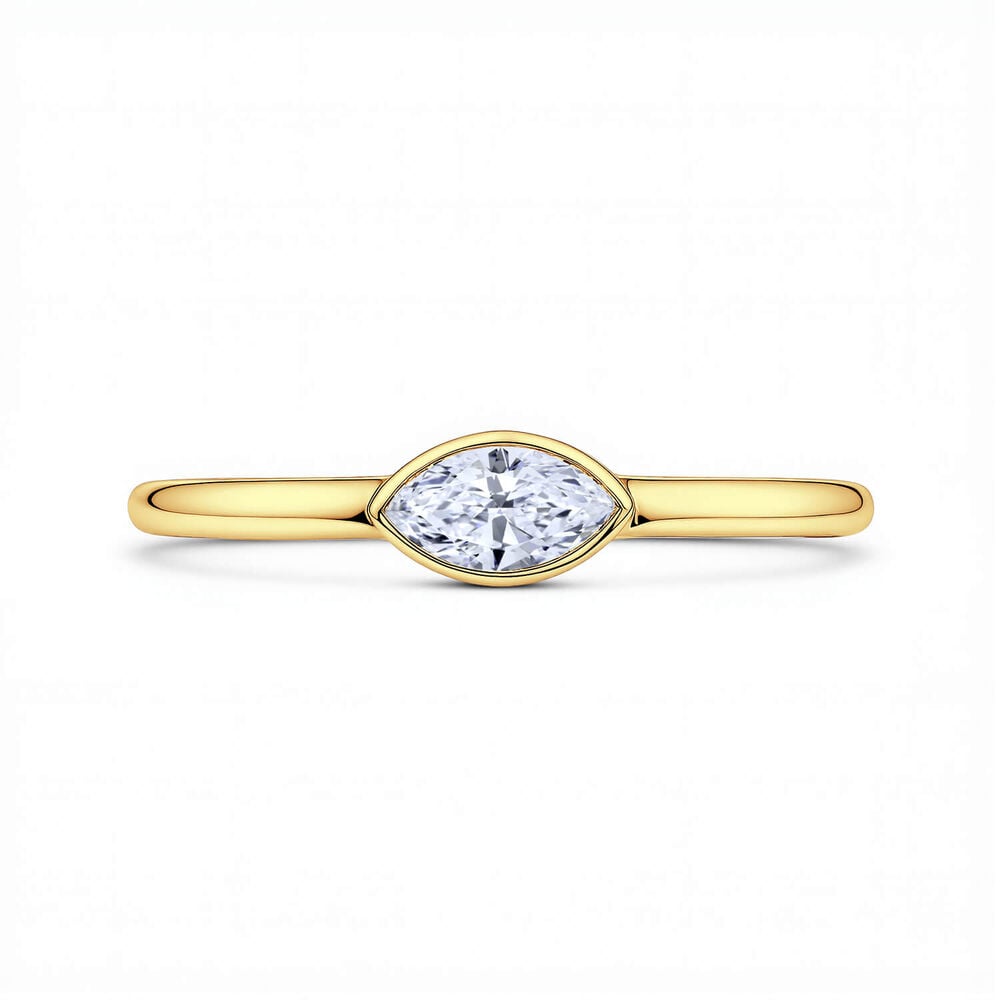 Born Contour 9ct Yellow Gold 0.25ct Marquise Lab Grown Diamond Bezel Set Ring