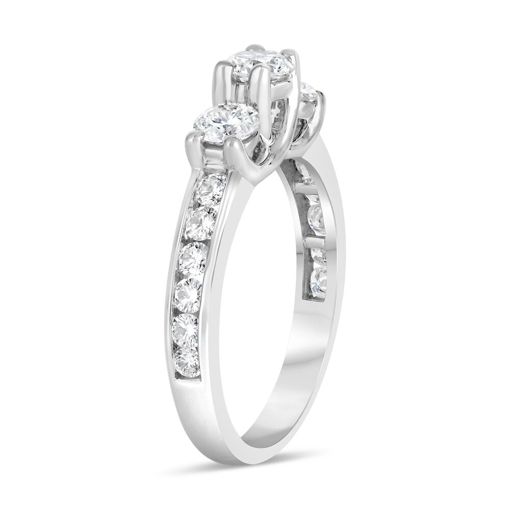 Special Price - 18ct White Gold 1.00ct Diamond Shoulders Trilogy Ring image number 3