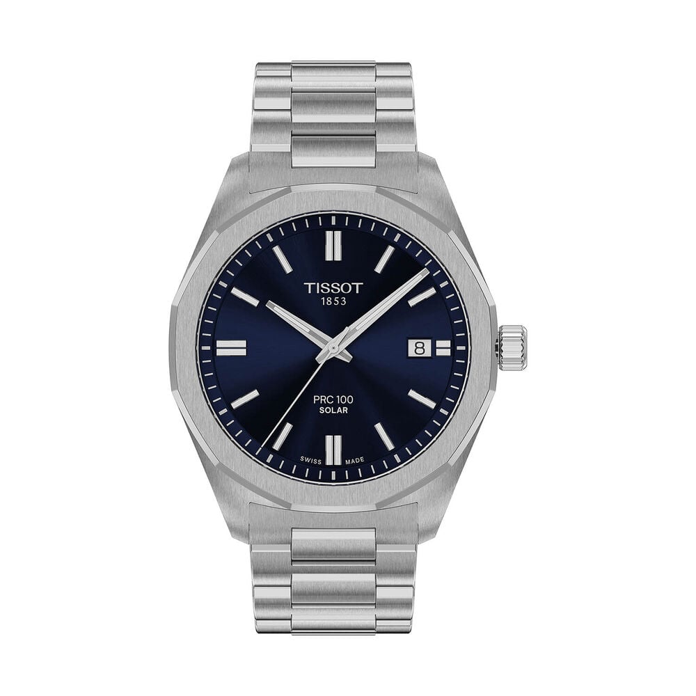 Tissot PRC 100 Solar 39mm Blue Dial Steel Bracelet Watch