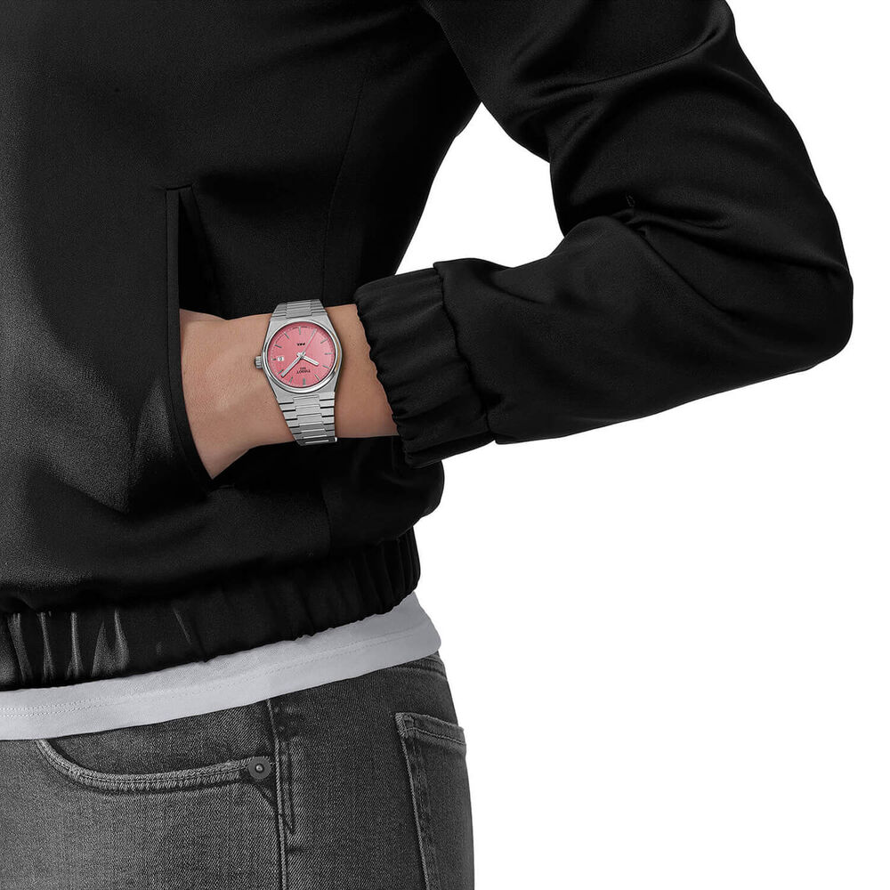 Tissot PRX 35mm Pink Dial Steel Bracelet Watch image number 3