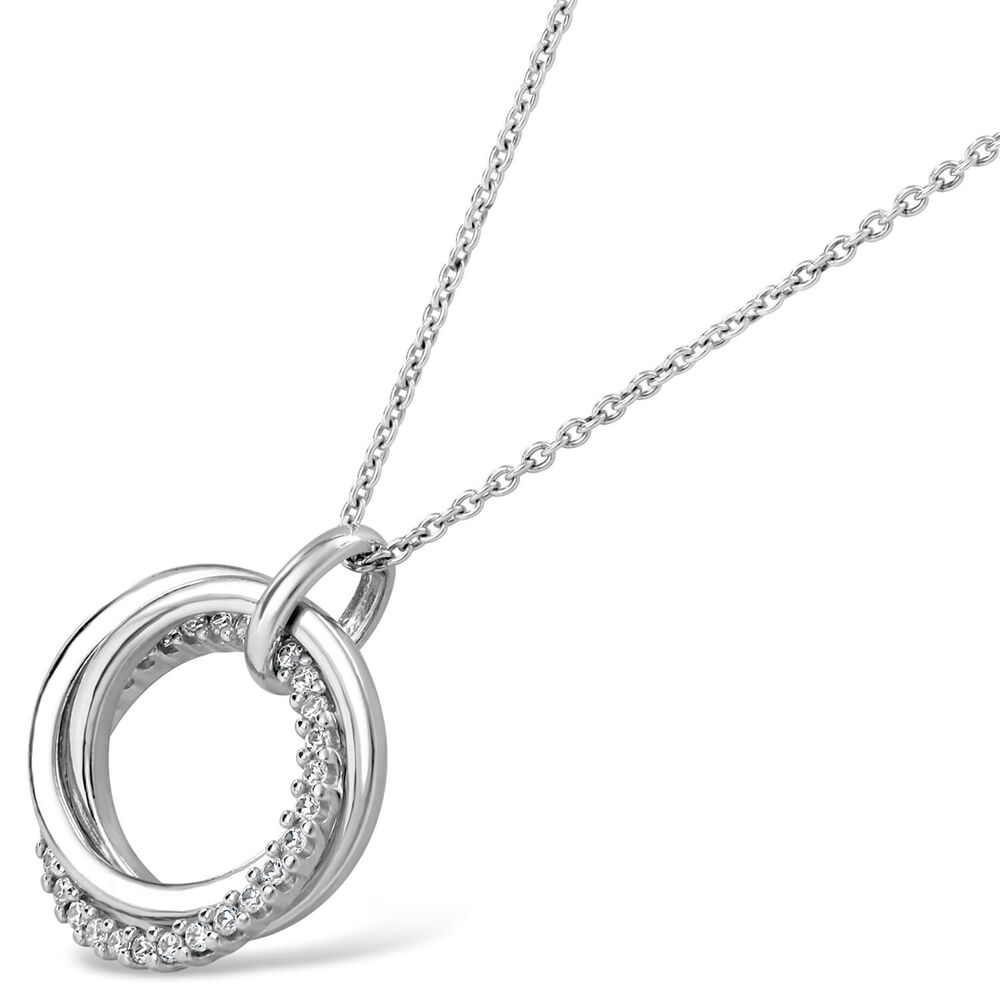 Sterling Silver Cubic Zirconia Polished Triple Circle Pendant (Chain Included) image number 1