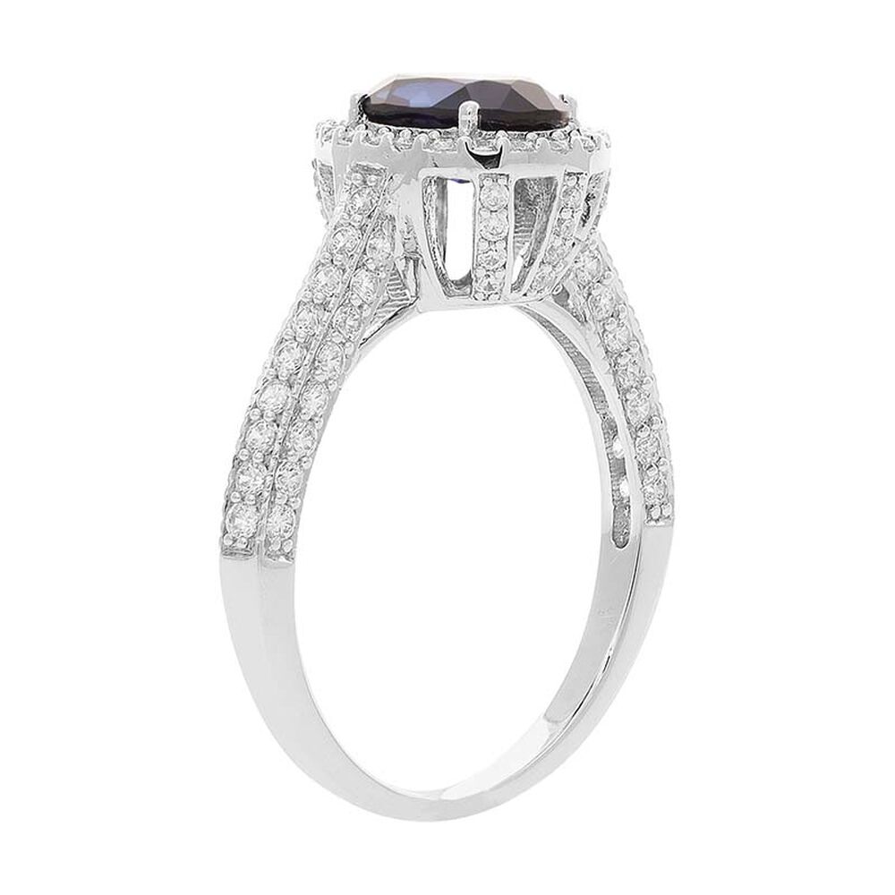9ct White Gold Created Sapphire and Cubic Zirconia Ring image number 3