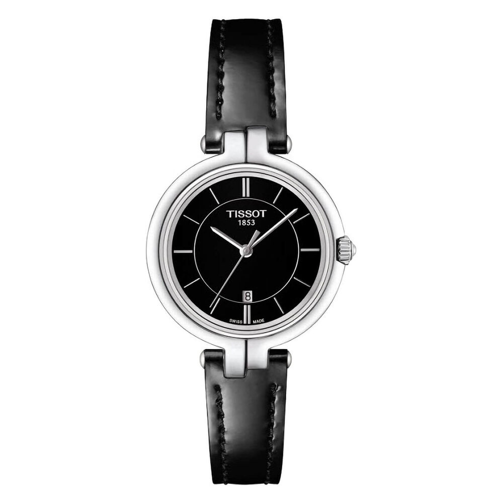 Pre-Owned Tissot Flamingo 30mm Black Dial Leather Strap Watch