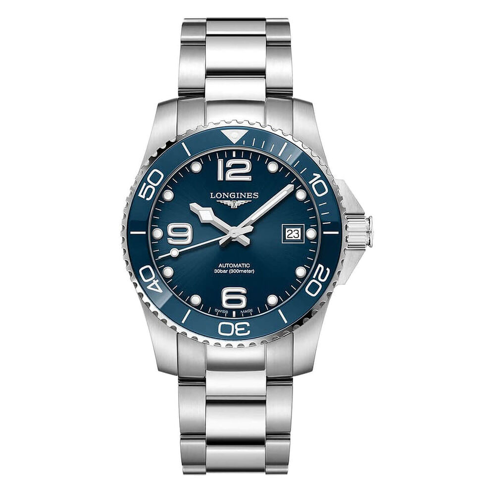 Longines HydroConquest 39mm Automatic Blue Dial Blue Bezel Steel Case Bracelet Watch image number 0