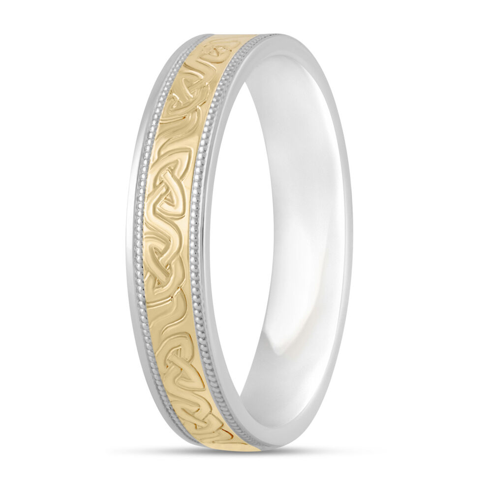 9ct Gold and Sterling Silver 5mm Celtic 5mm Wedding Ring image number 3
